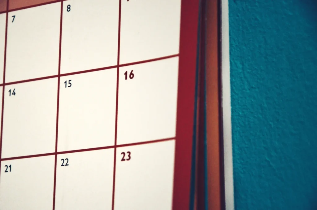 Wall calendar on a wall, illustrative stock photo